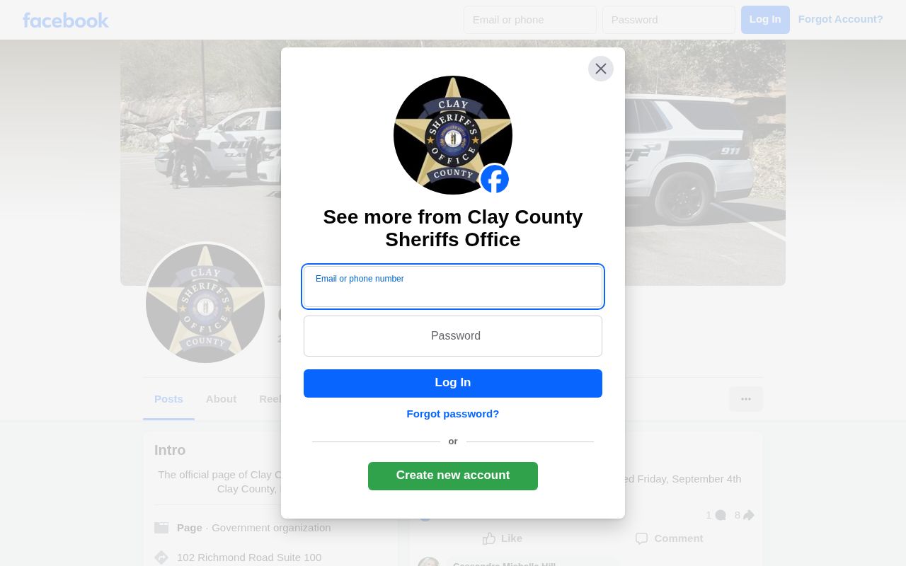 Clay County Sheriff social channel for selected recent arrest announcements