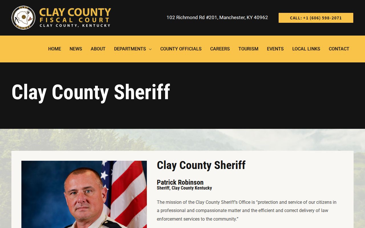 Clay County Sheriff official arrest report contact page