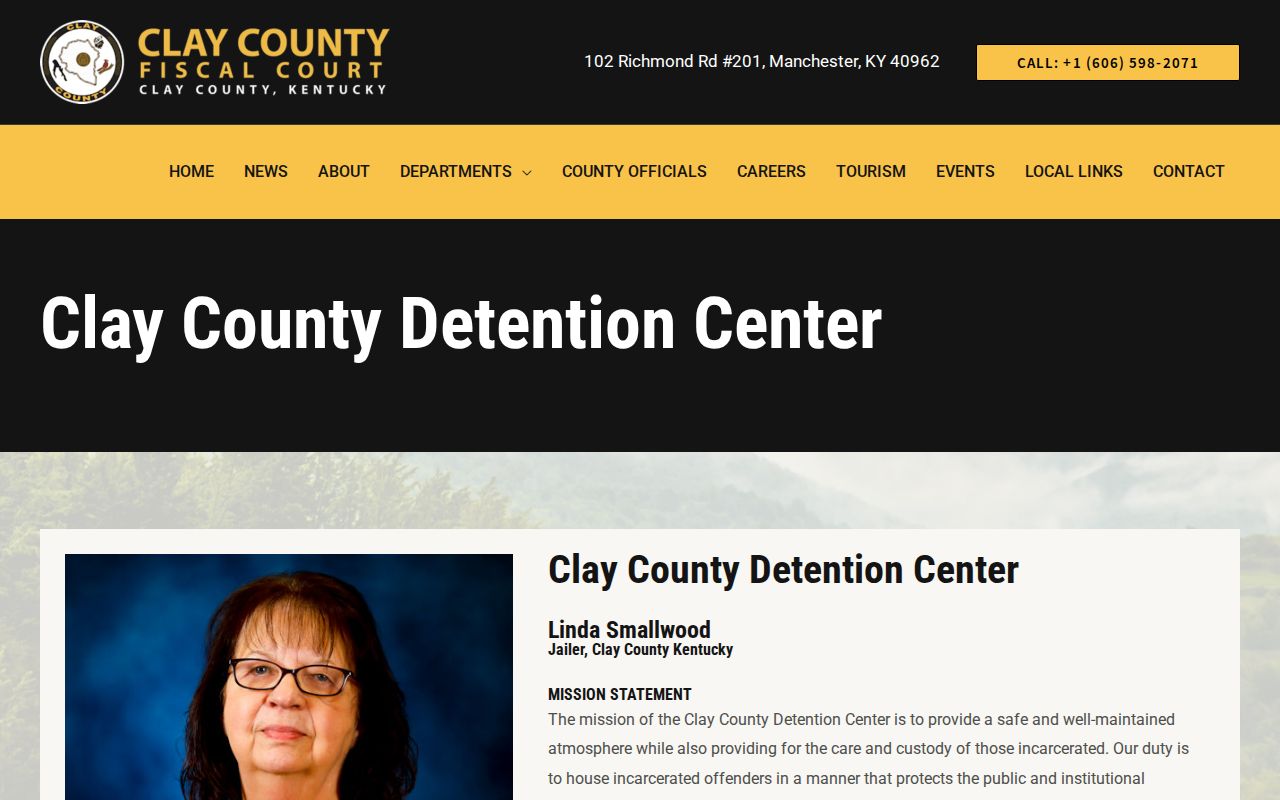 Clay County Detention Center official booking and roster contact page