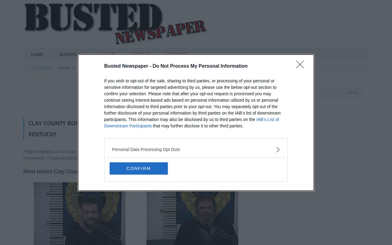 Unofficial BustedNewspaper Clay County booking section