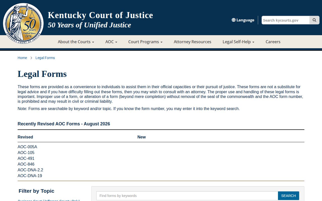 Kentucky Courts official expungement forms for Clay County arrest records